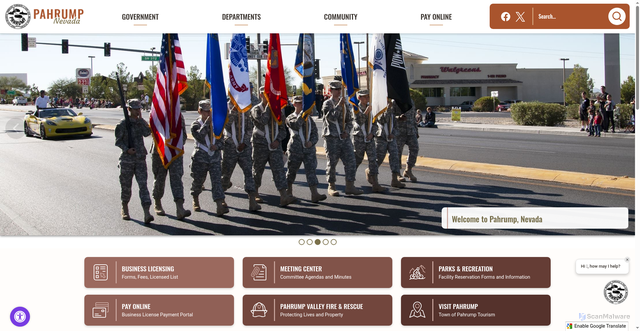 Security scan screenshot of https://pahrumpnv.gov/
