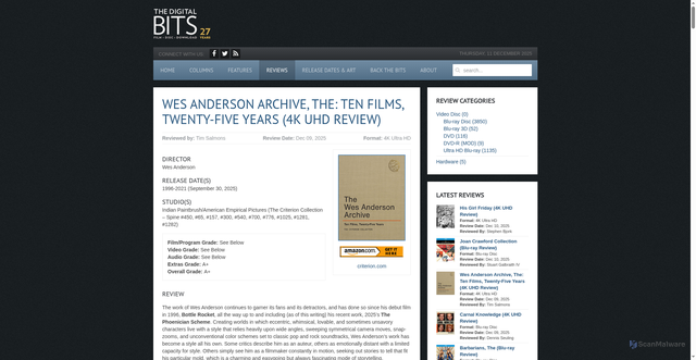 Security scan screenshot of https://thedigitalbits.com/reviews/item/wes-anderson-archive-the-ten-films-twenty-five-years-4k-uhd-review