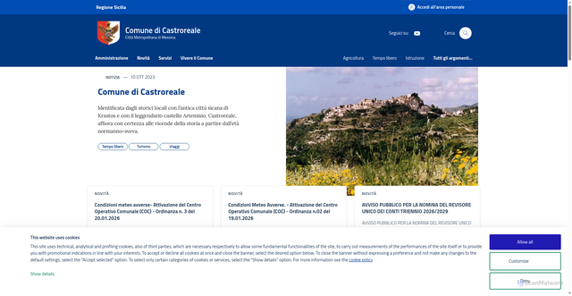 Security scan screenshot of https://www.comune.castroreale.me.it/