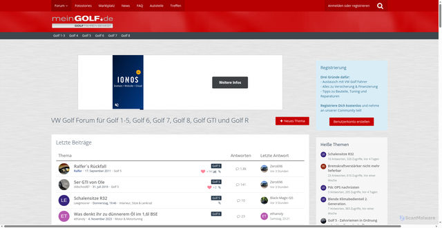 Security scan screenshot of https://www.meingolf.de