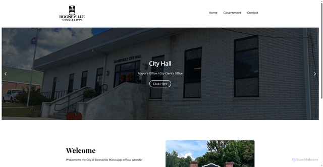 Security scan screenshot of https://booneville-ms.gov/