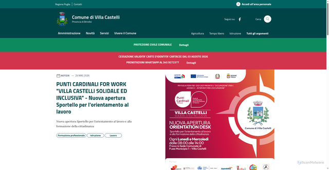 Security scan screenshot of https://www.comune.villacastelli.br.it