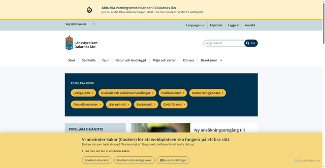Security scan screenshot of https://www.lansstyrelsen.se/dalarna