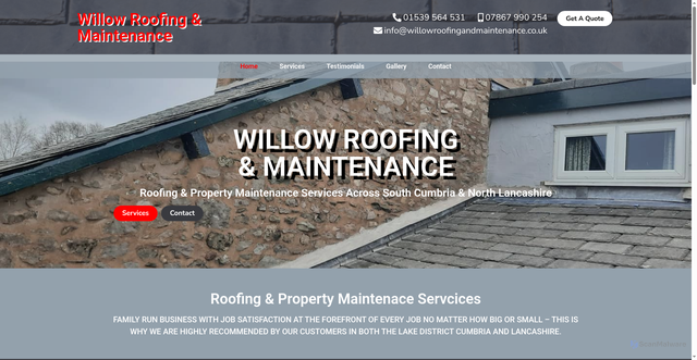 Security scan screenshot of https://willowroofingandmaintenance.co.uk