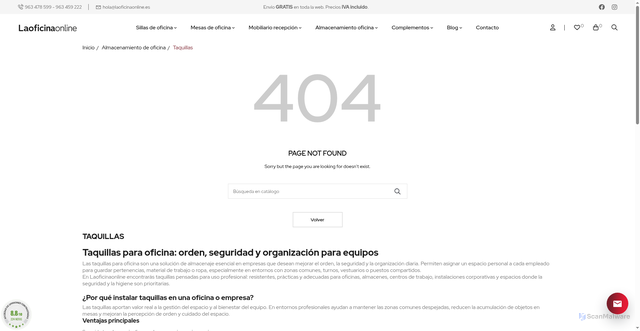 Security scan screenshot of https://dev.laoficinaonline.es/308-taquillas