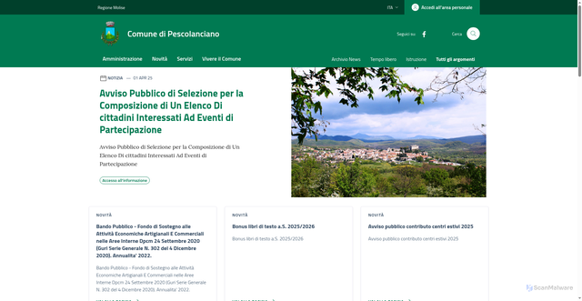 Security scan screenshot of https://www.comune.pescolanciano.is.it/