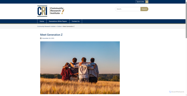Security scan screenshot of https://communityresearchinstitute.org/meet-generation-z/