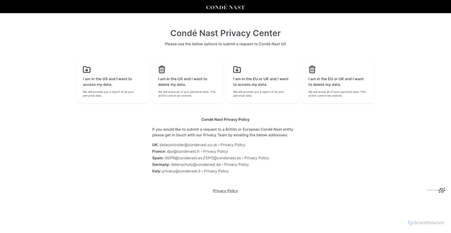 Security scan screenshot of https://privacy.condenastdigital.com/