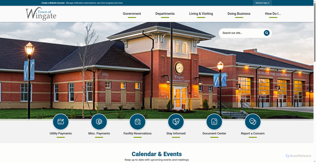 Security scan screenshot of https://townofwingatenc.gov/