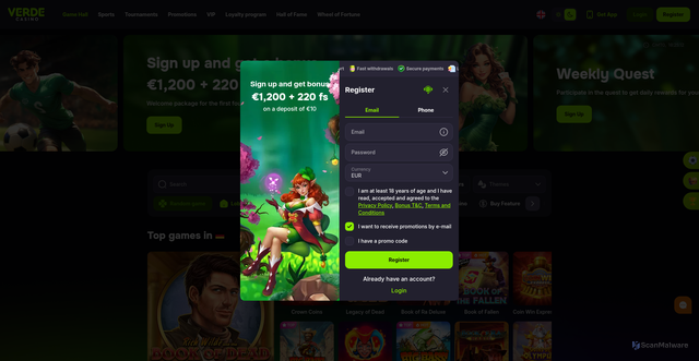 Security scan screenshot of 132verdecasino54.com