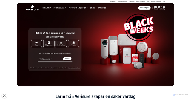 Security scan screenshot of https://www.verisure.se/