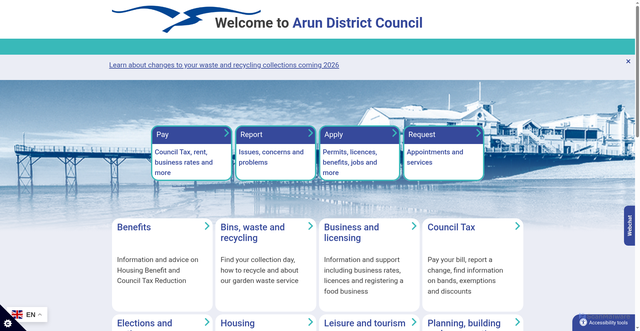 Security scan screenshot of http://www.arun.gov.uk