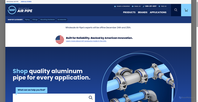 Security scan screenshot of https://wholesaleairpipe.com