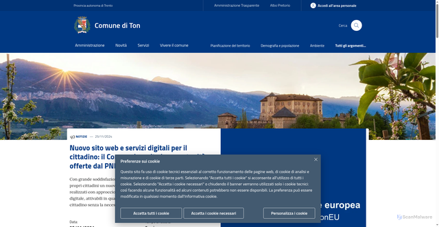 Security scan screenshot of https://www.comune.ton.tn.it