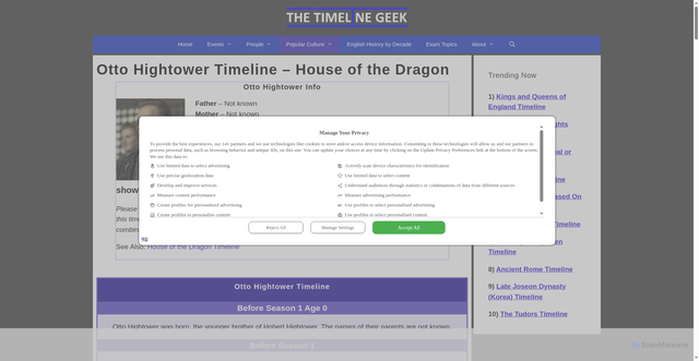Security scan screenshot of https://www.thetimelinegeek.com/otto-hightower-timeline/