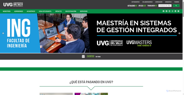 Security scan screenshot of https://www.uvg.edu.gt/