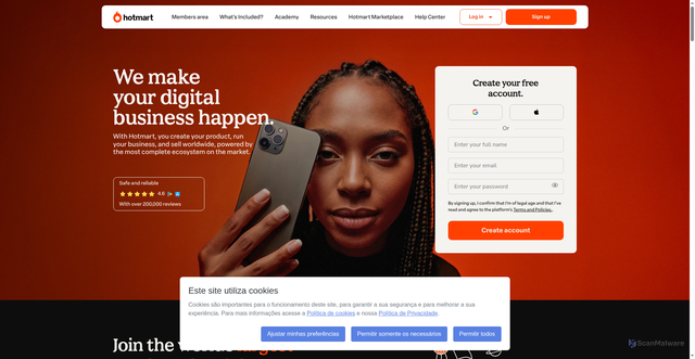 Security scan screenshot of https://go.hotmart.com
