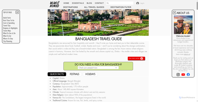 Security scan screenshot of https://www.wewillnomad.com/destination/bangladesh