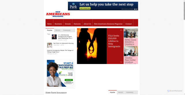Security scan screenshot of https://thenewamericansmag.com/tag/state-farm-insurance/