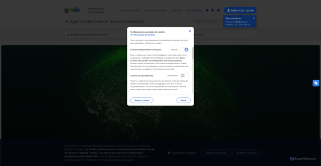 Security scan screenshot of https://www.anatel.gov.br