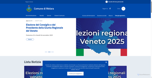 Security scan screenshot of https://comune.melara.ro.it/
