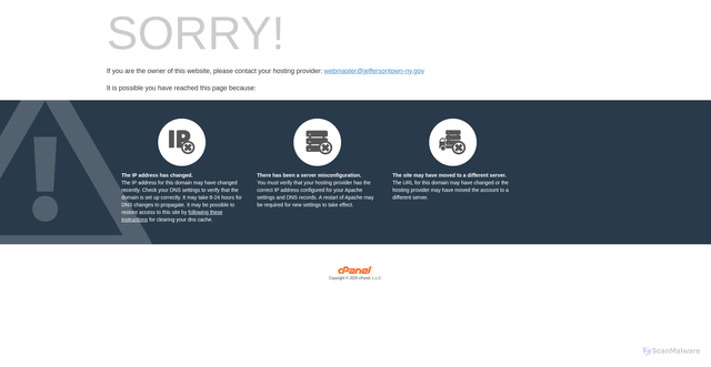Security scan screenshot of http://jeffersontown-ny.gov/