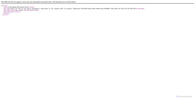 Security scan screenshot of https://vsblobprodscussu5shard26.blob.core.windows.net