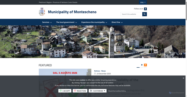 Security scan screenshot of https://www.comune.montescheno.vb.it/it-it/home