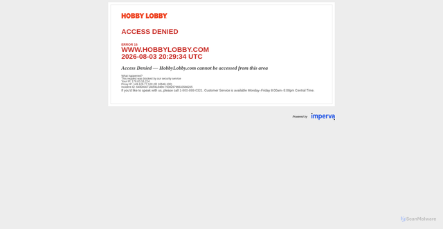 Security scan screenshot of https://hobbylobby.com