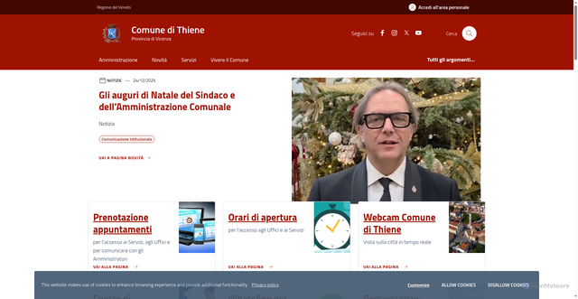 Security scan screenshot of https://www.comune.thiene.vi.it/home