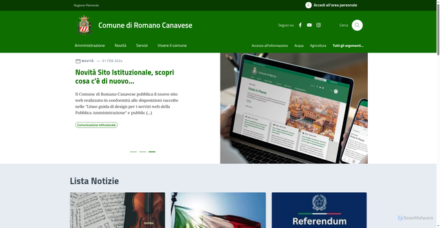 Security scan screenshot of https://www.comune.romanocanavese.to.it