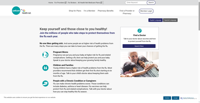 Security scan screenshot of https://wellcare.healthnetcalifornia.com/flu-shot.html