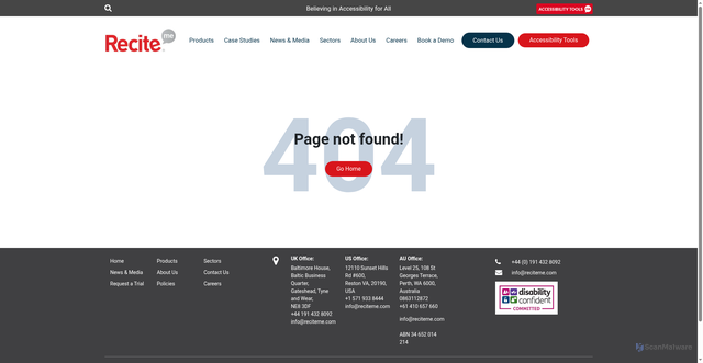 Security scan screenshot of https://downloads.reciteme.com