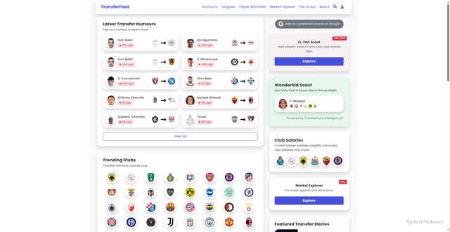 Security scan screenshot of https://transferfeed.com