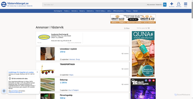Security scan screenshot of https://vasterviktorget.se