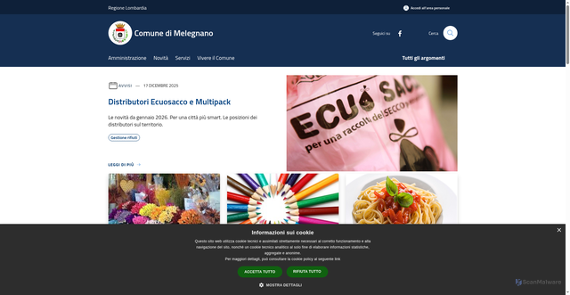 Security scan screenshot of https://www.comune.melegnano.mi.it/it