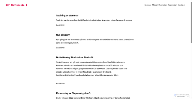 Security scan screenshot of https://montebello1.se