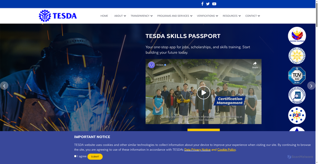Security scan screenshot of https://tesda.gov.ph