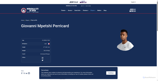 Security scan screenshot of https://www.mubadalacitidcopen.com/en/players/giovanni-mpetshi-perricard/m0gz
