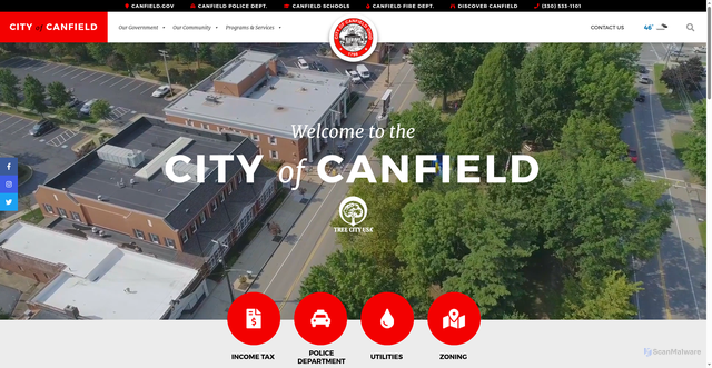 Security scan screenshot of https://canfield.gov/