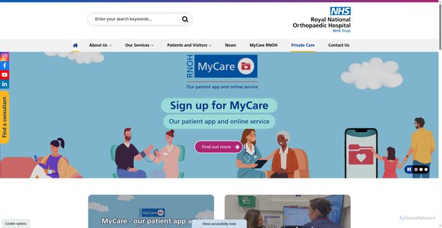 Security scan screenshot of http://www.rnoh.nhs.uk