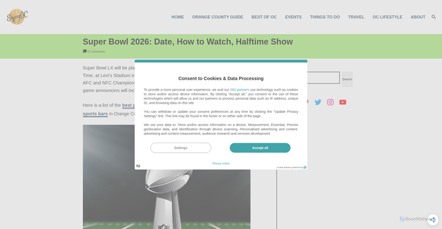 Security scan screenshot of https://enjoyorangecounty.com/super-bowl/