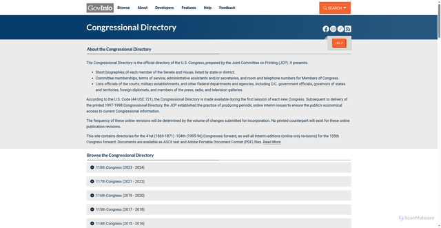 Security scan screenshot of https://www.govinfo.gov/app/collection/cdir