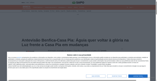 Security scan screenshot of https://sportinforma.sapo.pt/futebol/primeira-liga/artigos/antevisao-benfica-casa-pia-aguia-quer-voltar-a-gloria-na-luz-frente-a-casa-pia-em-mudancas