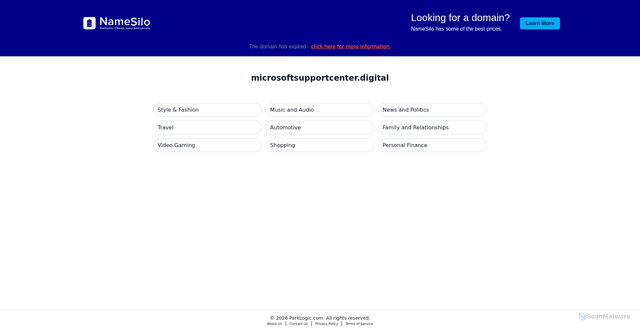 Security scan screenshot of https://csp.microsoftsupportcenter.digital