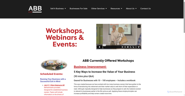 Security scan screenshot of https://abb-businessbrokers.com/webinars-events/