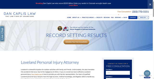 Security scan screenshot of https://www.dancaplislaw.com/loveland-personal-injury-attorney/