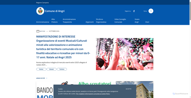 Security scan screenshot of https://www.comune.angri.sa.it/it