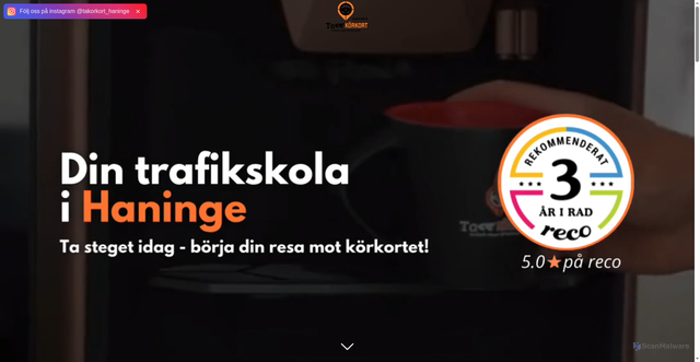 Security scan screenshot of https://takorkorthaninge.se