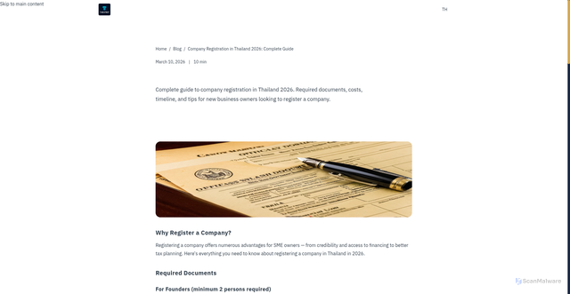 Security scan screenshot of https://thinkfirstconsult.com/en/blog/company-registration-2569-guide